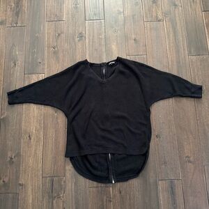 Express Black High Low Zipper Back Relaxed Fit Sweater S